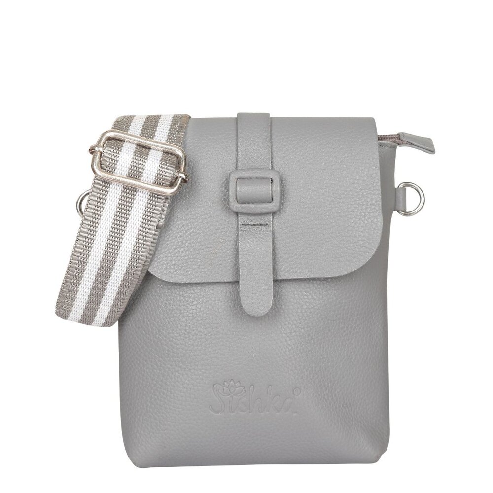 Leather Messenger Bag for Men & Women –Grey Crossbody Shoulder Bag, Side Sling